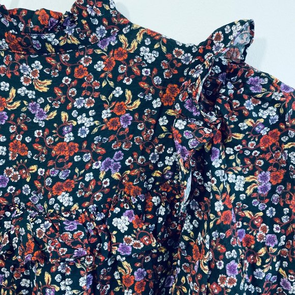 Who What Wear Womens Top Medium Blouse Floral Long Sleeve Button Down Ruffle New - Picture 8 of 13